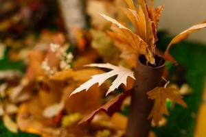 bouquet de feuilles d'érable d'automne dans un vase photo