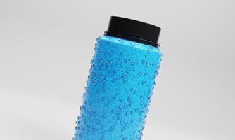 Rendu 3d bleu bouteille avec goutte d'eau isolé sur fond blanc photo