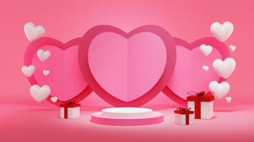 Illustrations 3d fond rose podium saint valentin photo