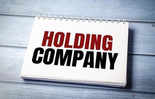 holding company mots avec calculatrice et graphiques photo