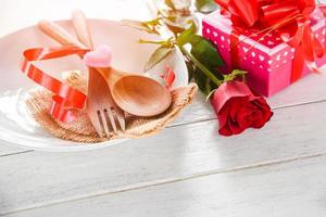 dîner de la saint-valentin amour romantique nourriture et concept de cuisine d'amour photo