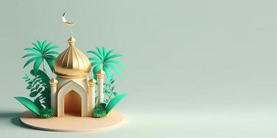 illustration de la mosquée 3d dorée pour la bannière du ramadan photo