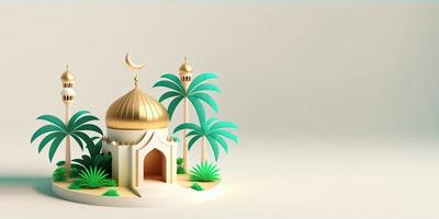 illustration de la mosquée 3d dorée pour les voeux du ramadan photo