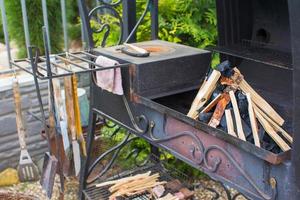 barbecue en plein air en gros plan photo