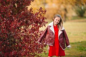 adorable petite fille à la belle journée d'automne à l'extérieur photo