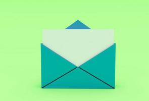 e-mail, icône de notification d'enveloppe de courrier illustration 3d rendu 3d minimal. photo
