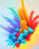 holi célébration fond d'explosion de poudre colorée photo