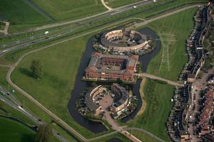 Région d'amsetrdam hollande canaux de la classe moyenne maisons vue aérienne photo