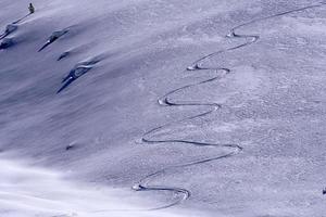 Détail de la neige des sentiers de ski de fond photo