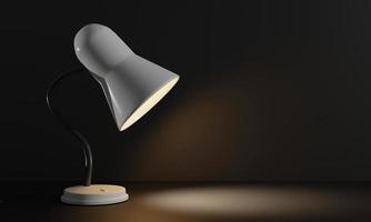 lampe de table de bureau réaliste rendu 3d sur fond sombre, illustration 3d photo