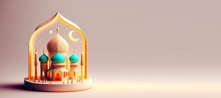 illustration numérique 3d de la mosquée pour l'aïd ramadan salutation de célébration islamique photo