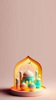 Illustration 3d de l'histoire instagram de la mosquée ramadan kareem photo