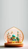 illustration numérique 3d de l'histoire instagram de la mosquée ramadan mubrarak photo