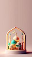 Illustration 3d du fond de l'histoire instagram de la mosquée du ramadan photo