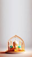 illustration 3d numérique de l'histoire instagram de la mosquée islamique photo