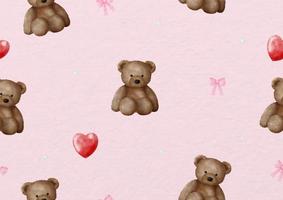 ours en peluche avec coeurs rouges papier d'emballage cadeau saint valentin et papier peint à l'aquarelle et style sans couture photo