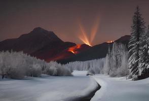 photo de paysage d'un beau paysage d'hiver