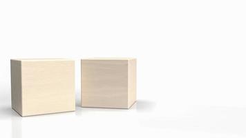 le cube en bois blanc pour le rendu 3d du concept d'arrière-plan photo