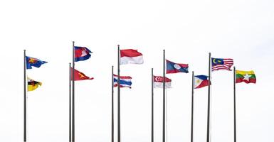 mâts de drapeau des pays de l'asean photo