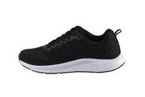 sneaker noire en tissu avec une semelle blanche sur fond blanc. chaussures de sport. photo