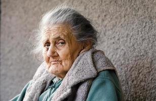 portrait d'une très vieille femme ridée photo