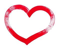 pinceau coeur rouge peint isolé sur fond blanc. concept de saint valentin, signe d'amour, élément de conception pour carte de voeux. cadre en forme de coeur peint à la main. photo