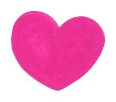 gros pinceau coeur rose peint isolé sur fond blanc. concept de saint valentin, signe d'amour, élément de conception pour carte de voeux. cadre en forme de coeur peint à la main avec place pour le texte. photo