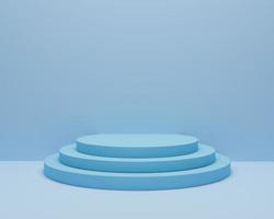 maquette du podium pour la présentation du produit, arrière-plan bleu, rendu 3d, illustration 3d photo