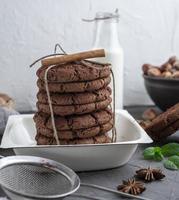 Cookies aux pépites de chocolat dans un bol blanc rond photo