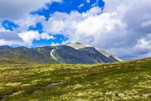 belle montagne et paysage nature panorama parc national de rondane norvège. photo