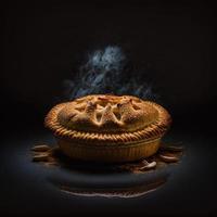 photo tarte aux pommes sur fond noir photographie alimentaire