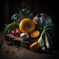 légumes sains sur table en bois photo