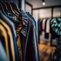 magasin de photo pour vêtements, magasin de vêtements sur cintre à la boutique moderne