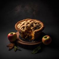 photo tarte aux pommes sur fond noir photographie alimentaire