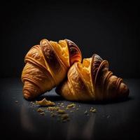 croissants sur fond noir photo