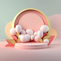 scène du podium de pâques avec des oeufs 3d roses décoratifs pour l'affichage du produit photo