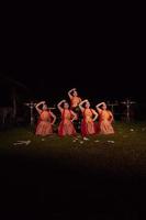 les danseurs asiatiques prennent la pose avec des mouvements de danse tout en exécutant la danse traditionnelle de la compétition photo