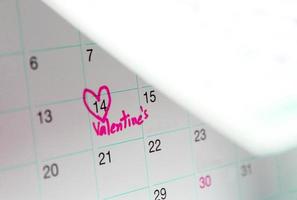 coeur le jour de la saint valentin sur le calendrier photo