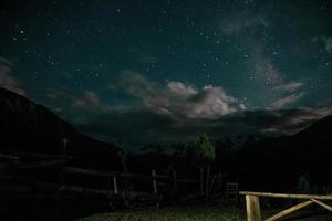 vue sur la voie lactée en milieu de nuit prairies féeriques nanga parbat photo