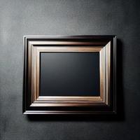cadre photo noir sur un papier peint moderne, vue de face