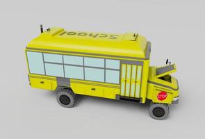 3d illustration autobus scolaire jaune sur fond blanc photo