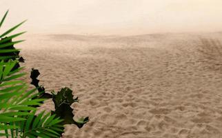 fond de plage de sable flou avec lumière et ombre, sable de plage tropicale, feuilles de palmier floues et cactus le jour ensoleillé d'été, fond de toile de fond avec espace de copie pour le texte, concept pour la promotion de l'été photo