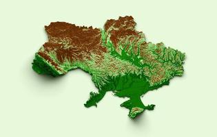 Ukraine topographique carte 3d réaliste carte Couleur 3d illustration photo