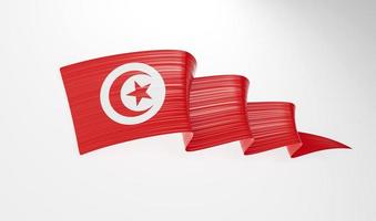 Tunisie drapeau ruban illustration sur une blanc isolé Contexte 3d illustration photo