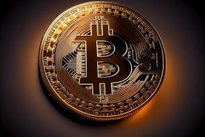 d'or bitcoins, conceptuel image pour crypto monnaie, or bitcoin symbole 3d et des illustrations photo