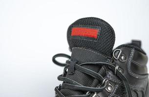 noir aux femmes cuir hiver baskets avec lacets. non logo. partie 2 photo