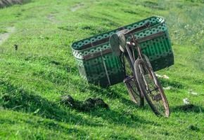 photo de un vieux vieux vélo utilisé à aller à le jardin