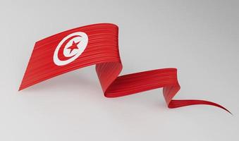 Tunisie drapeau ruban illustration sur une blanc isolé Contexte 3d illustration photo