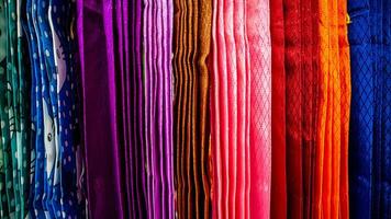 une variété de coloré rideaux dans le rideau magasin photo
