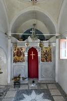 oia, Grèce - juil 23, 2021, église dans le Château de oia sur le île de Santorin, Grèce. photo